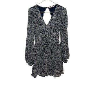 Abercrombie & Fitch XS Womens Floral Long Sleeve Dress, V-Neck Open Back